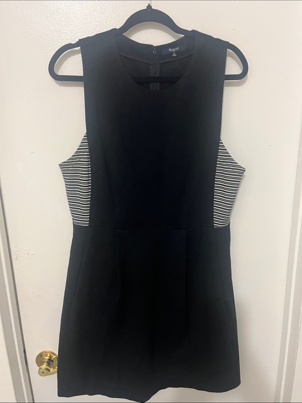 Madewell  Black Sleeveless Shift Dress with Striped Side Panels